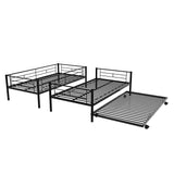 Metal Twin Over Twin Bunk Bed with Trundle - [Convertible, Noise Reduced]