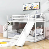 Low Twin Over Twin Toddler Bunk Beds with Stairs and Slide - [Floor]