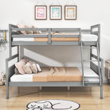 Wooden Twin Over Full Convertible Bunk Bed for Kids, Adults