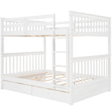 Full Over Full Bunk Beds with Storage for Kids, Adults - [Wooden, Convertible]