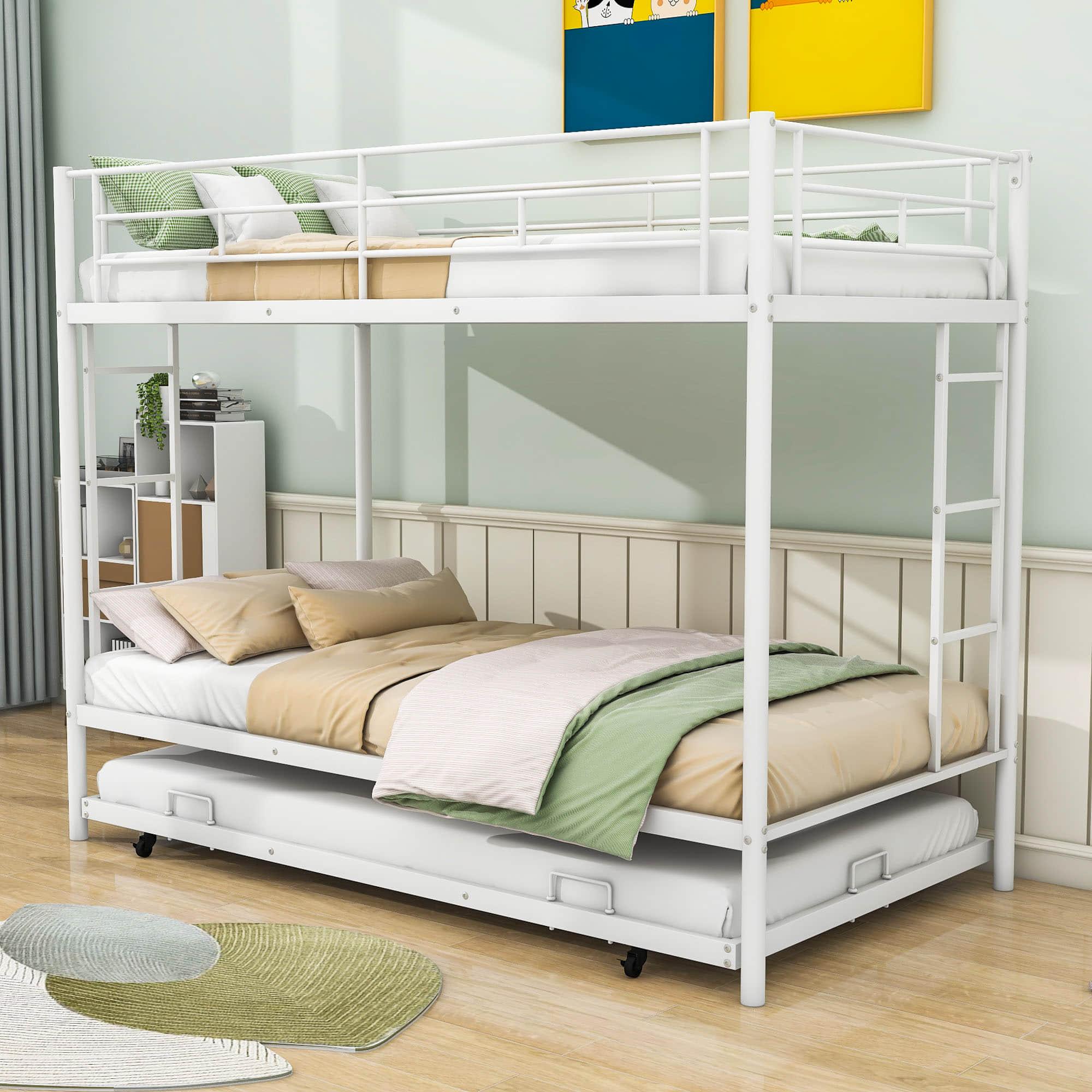 Heavy-Duty Metal Twin Over Twin Bunk Beds with Twin Trundle