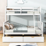 Twin over Full Convertible Bunk Bed for Kids, Adults with Storage - [Drawers]