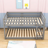 Wooden Low Twin Over Twin Floor Toddler Bunk Beds