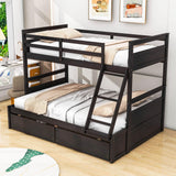 Wooden Twin Over Full Bunk Beds with Storage Drawers for Kids, Adult - [Convertible]