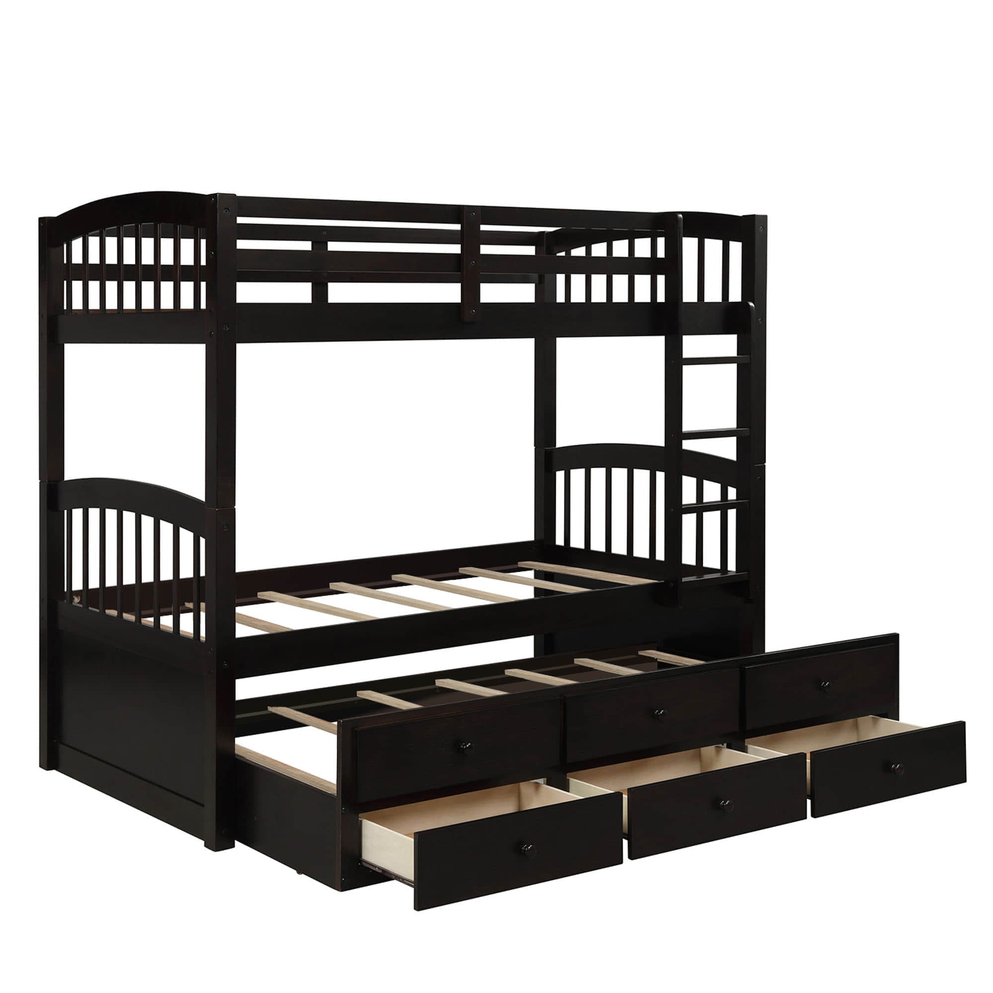 Convertible Twin Over Twin Bunk Beds for Kids Adults with Trundle and Storage - [Wood, Drawers]