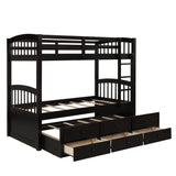 Convertible Twin Over Twin Bunk Beds for Kids Adults with Trundle and Storage - [Wood, Drawers]