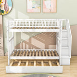 Convertible Twin Over Twin Bunk Bed with Stairs and Storage, Trundle