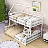 Montessori Low Twin Over Full House Bunk Beds for Kids Toddler - [Wooden, Convertible]