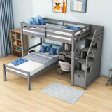 Twin Over Twin Bunk Beds with Desk and Storage Stairs - [Drawers, Shelves, L-Shaped]