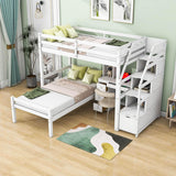 Twin Over Twin Bunk Beds with Desk and Storage Stairs - [Drawers, Shelves, L-Shaped]