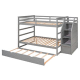 Full Over Full Bunk Beds with Stairs and Storage, Trundle - [Wood, Cabinets]