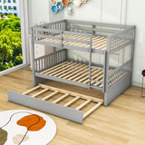 Convertible Full Over Full Bunk Beds with Trundle for Kids, Teens - [Wooden]