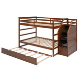 Full Over Full Bunk Beds with Stairs and Storage, Trundle - [Wood, Cabinets]