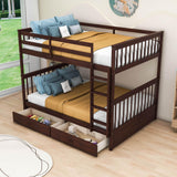 Full Over Full Bunk Beds with Storage for Kids, Adults - [Wooden, Convertible]