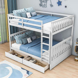 Full Over Full Bunk Beds with Storage for Kids, Adults - [Wooden, Convertible]