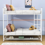 Metal Full Over Full Convertible Bunk Beds for Adults with Storage Shelves