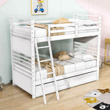 Convertible Twin Over Twin Wooden Bunk Beds with Storage Drawers