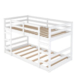 Montessori Low Twin Over Twin Bunk Beds for Kids Toddler - Wooden