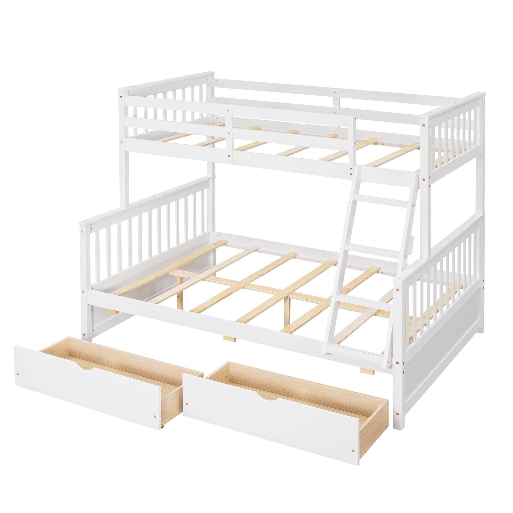 Twin over Full Convertible Bunk Bed for Kids, Adults with Storage - [Drawers]