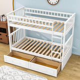 Convertible Twin Over Twin Bunk Beds with Storage Drawers - [Wooden]