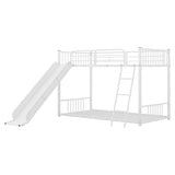 Low Twin Over Twin Bunk Beds with Slide for Kids, Toddler - [Metal]