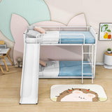 Low Twin Over Twin Bunk Beds with Slide for Kids, Toddler - [Metal]