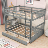 Full Over Full Bunk Beds with Storage for Kids, Adults - [Wooden, Convertible]