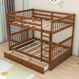 Full Over Full Bunk Beds with Storage for Kids, Adults - [Wooden, Convertible]