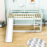 Low Twin Over Twin Bunk Bed with Slide for Kids, Toddler - Wooden, Floor, Interchangeable