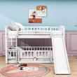 Twin Over Twin Low Bunk Beds with Slide and Fence - [Interchangeable Ladder, Floor]