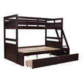 Wooden Twin Over Full Bunk Beds with Storage Drawers for Kids, Adult - [Convertible]