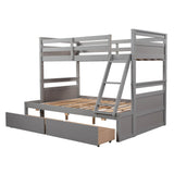 Wooden Twin Over Full Bunk Beds with Storage Drawers for Kids, Adult - [Convertible]