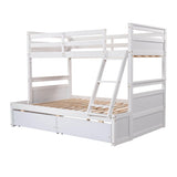 Wooden Twin Over Full Bunk Beds with Storage Drawers for Kids, Adult - [Convertible]