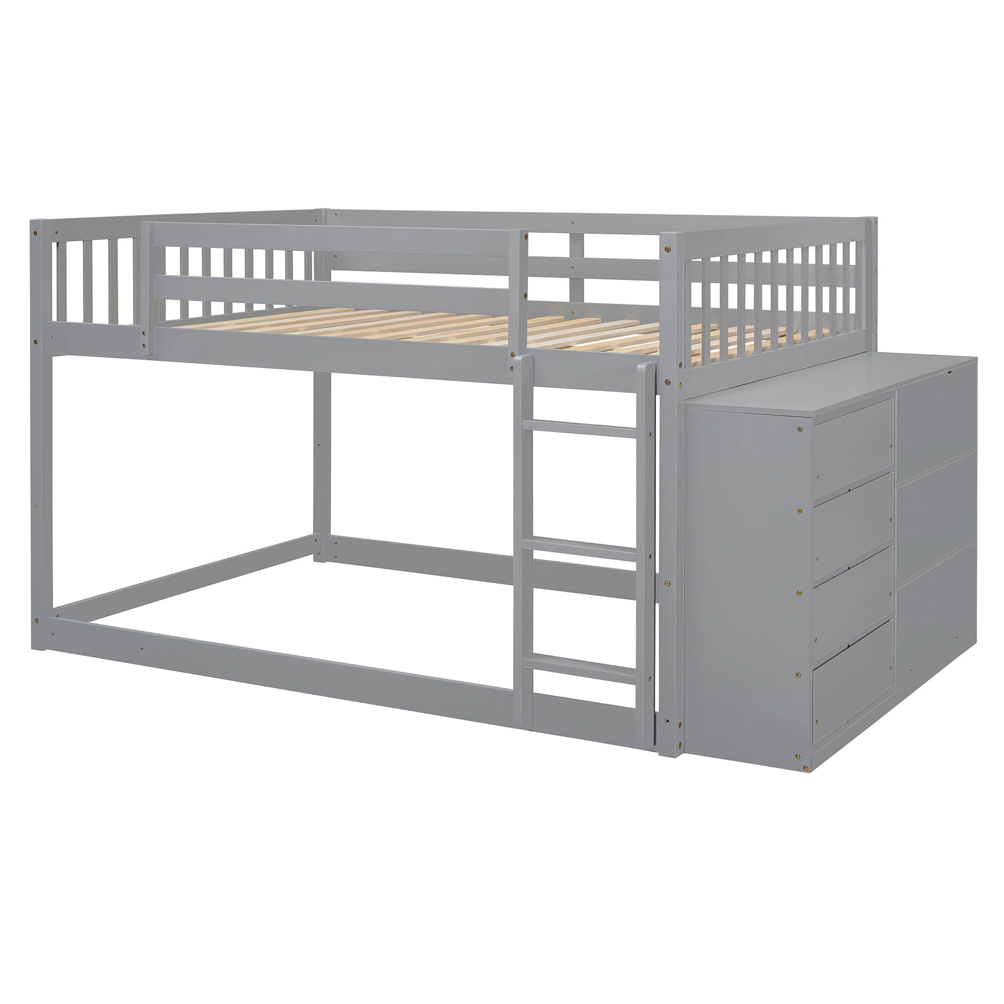 Low Full Over Full Bunk Beds for Kids, Toddlers with Storage - [Wood]