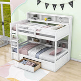 Twin Over Twin Bunk Beds with Storage Drawers and Shelves for Kids Adults - [Wooden]