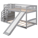 Twin Over Twin Bunk Beds with Slide and Stairs for Kids, Toddler - [Storage, Wood, Interchangeable]