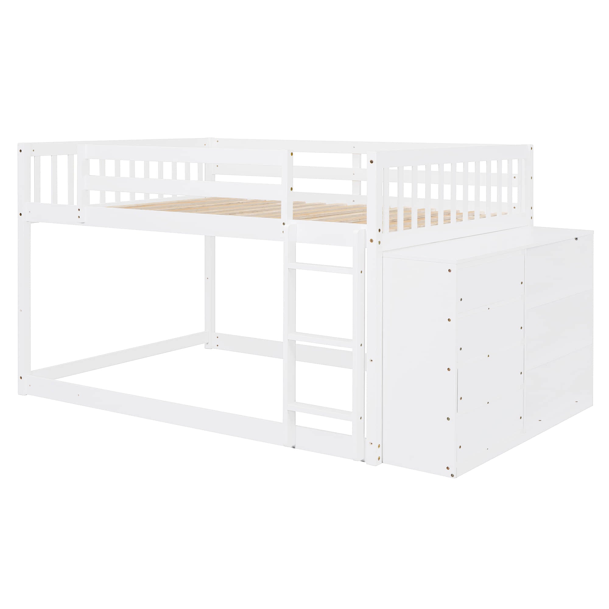 Low Full Over Full Bunk Beds for Kids, Toddlers with Storage - [Wood]