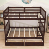 Full Over Full Bunk Beds with Storage for Kids, Adults - [Wooden, Convertible]