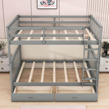 Full Over Full Bunk Beds with Storage for Kids, Adults - [Wooden, Convertible]