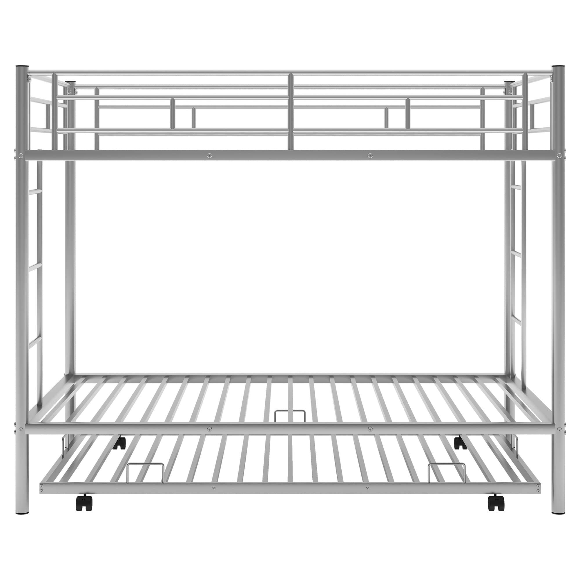 Heavy-Duty Metal Twin Over Twin Bunk Beds with Twin Trundle