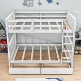 Full Over Full Bunk Beds with Storage for Kids, Adults - [Wooden, Convertible]