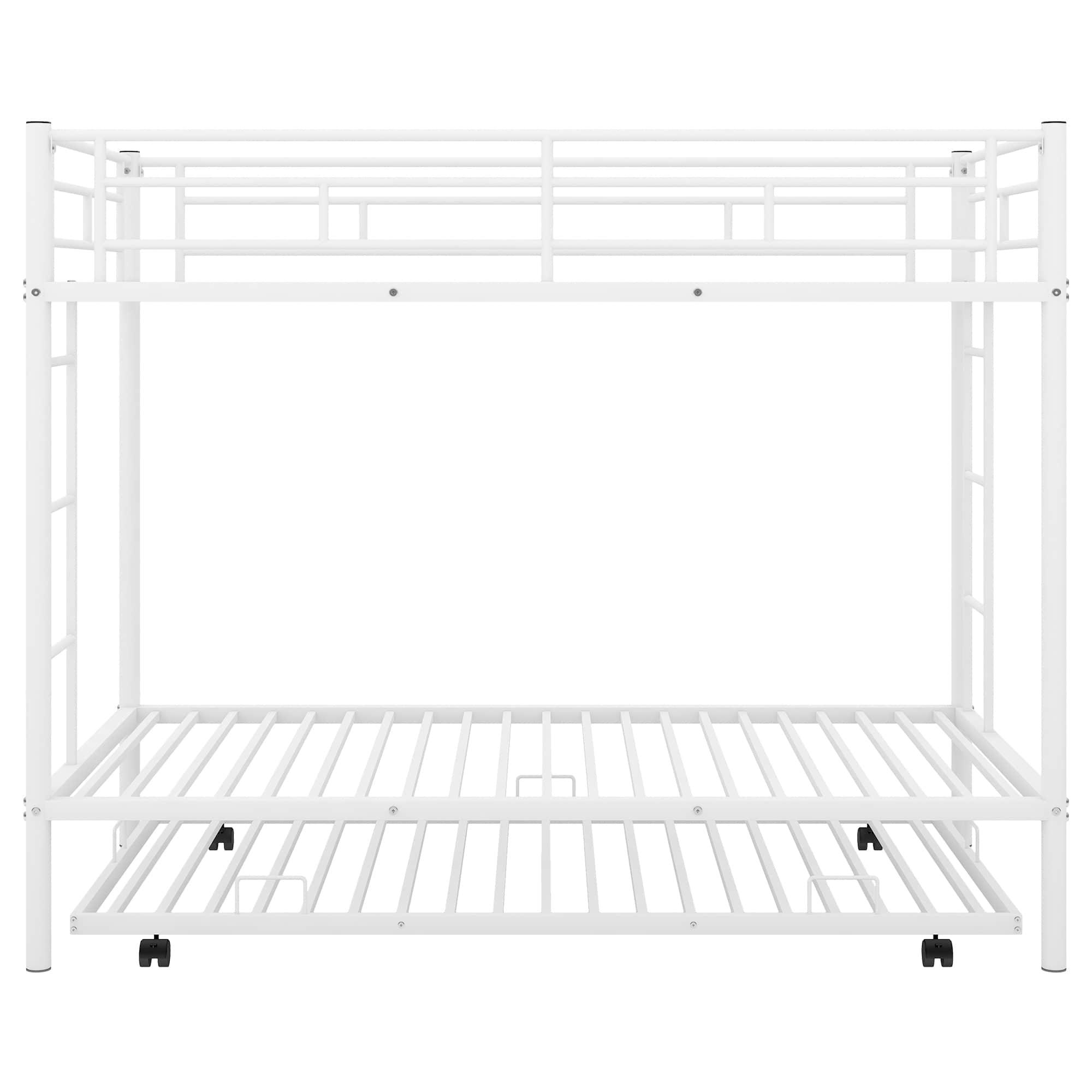 Heavy-Duty Metal Twin Over Twin Bunk Beds with Twin Trundle