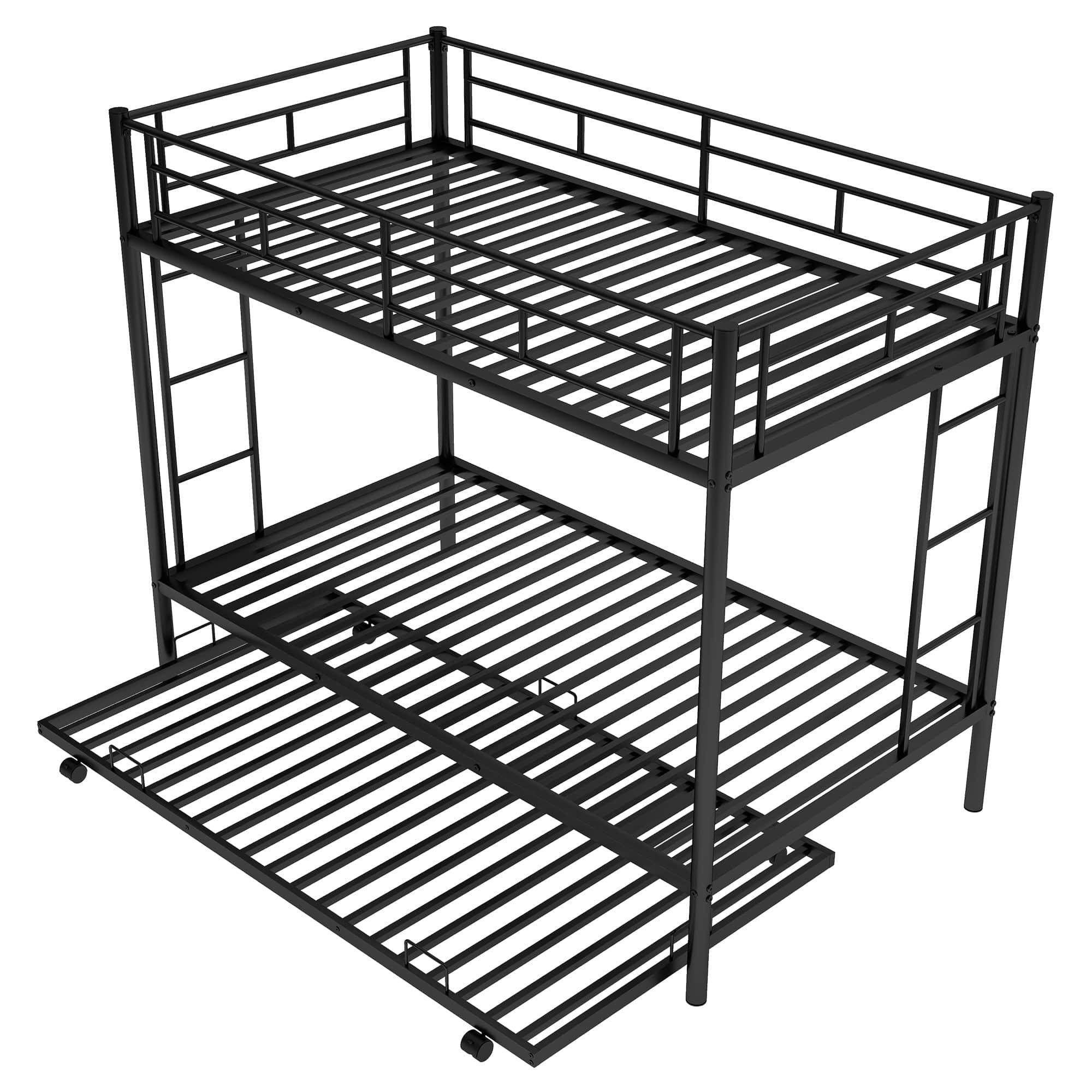 Heavy-Duty Metal Twin Over Twin Bunk Beds with Twin Trundle