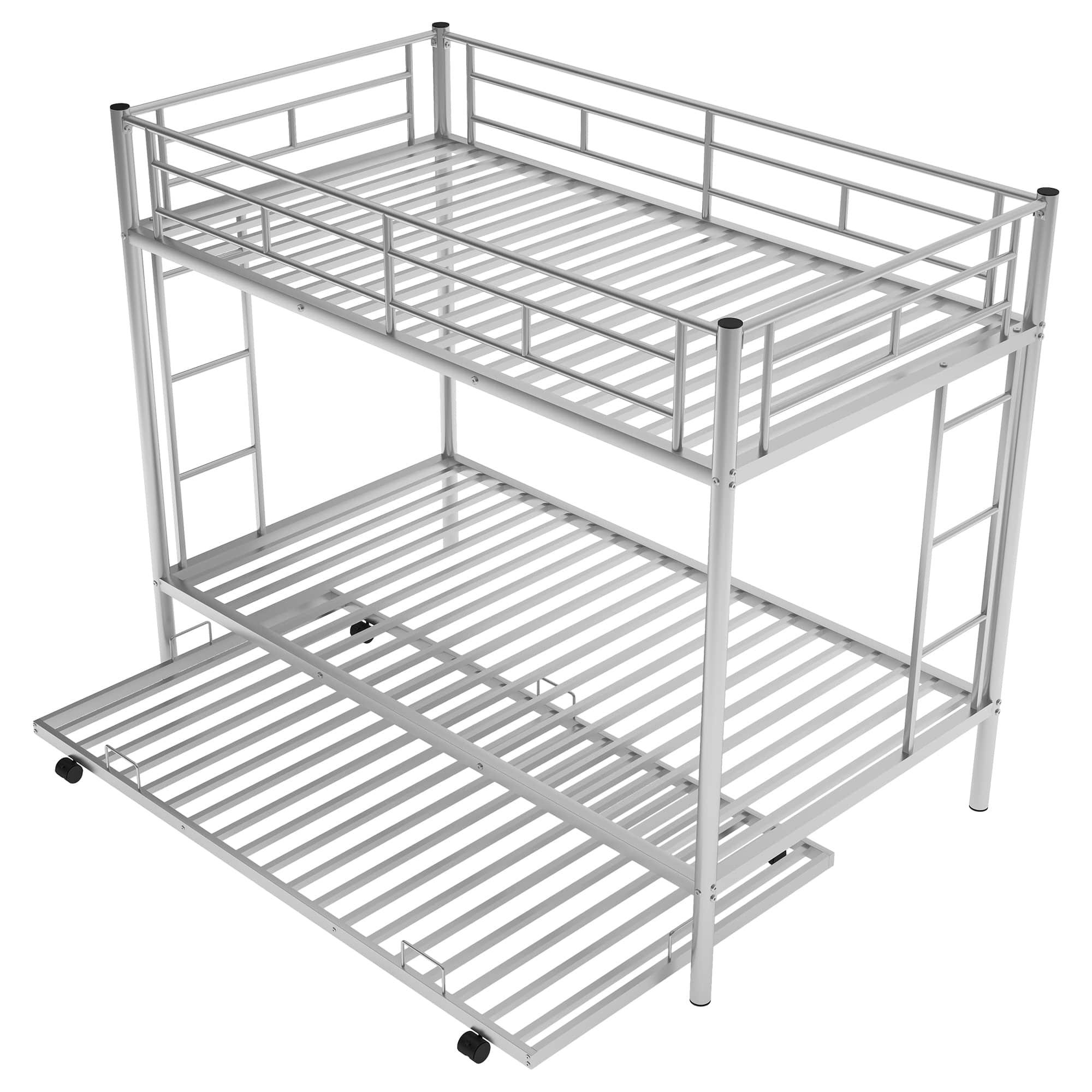 Heavy-Duty Metal Twin Over Twin Bunk Beds with Twin Trundle