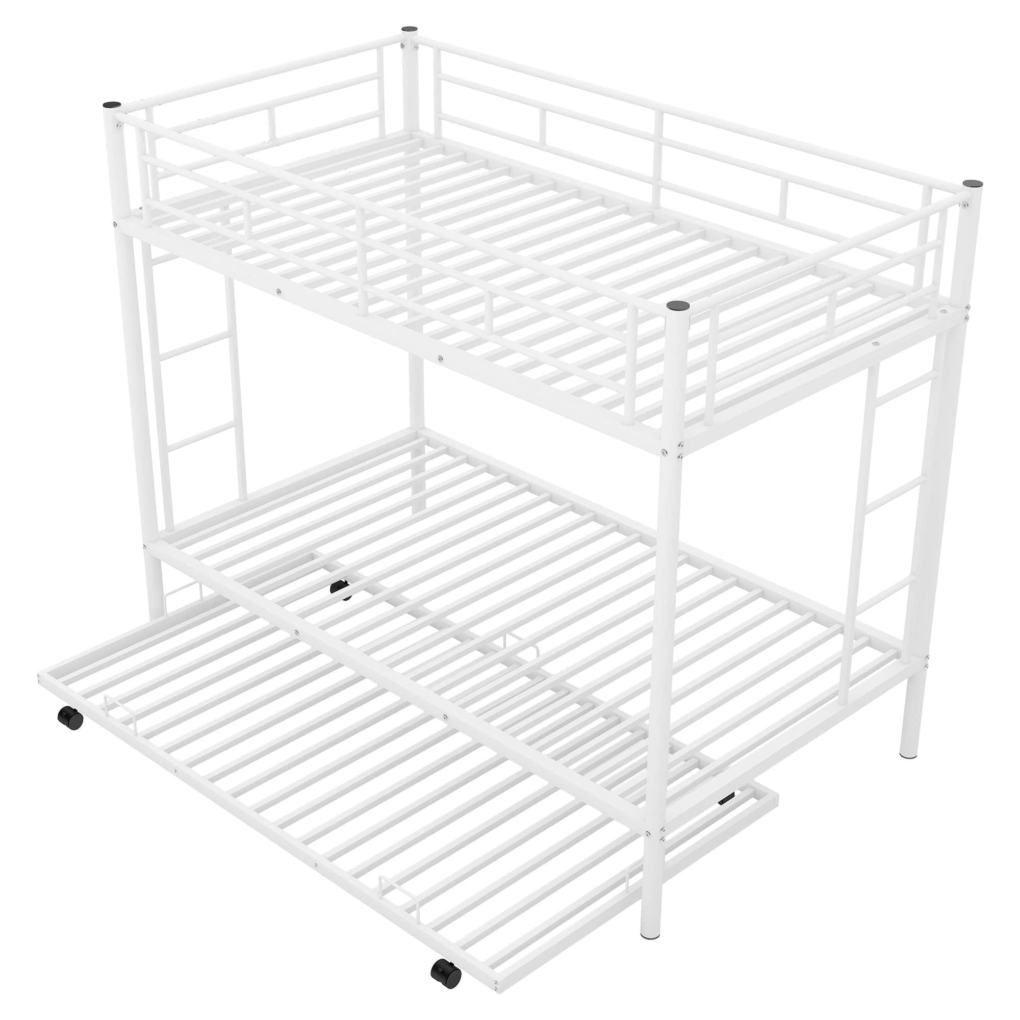 Heavy-Duty Metal Twin Over Twin Bunk Beds with Twin Trundle