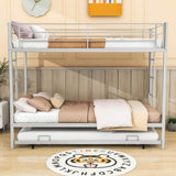 Heavy-Duty Metal Twin Over Twin Bunk Beds with Twin Trundle