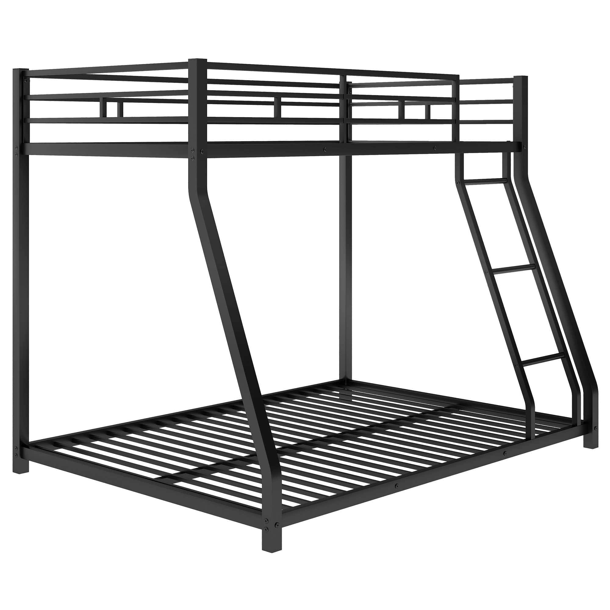 Modern Twin Over Full Metal Low Bunk Beds - [Floor, Classic]