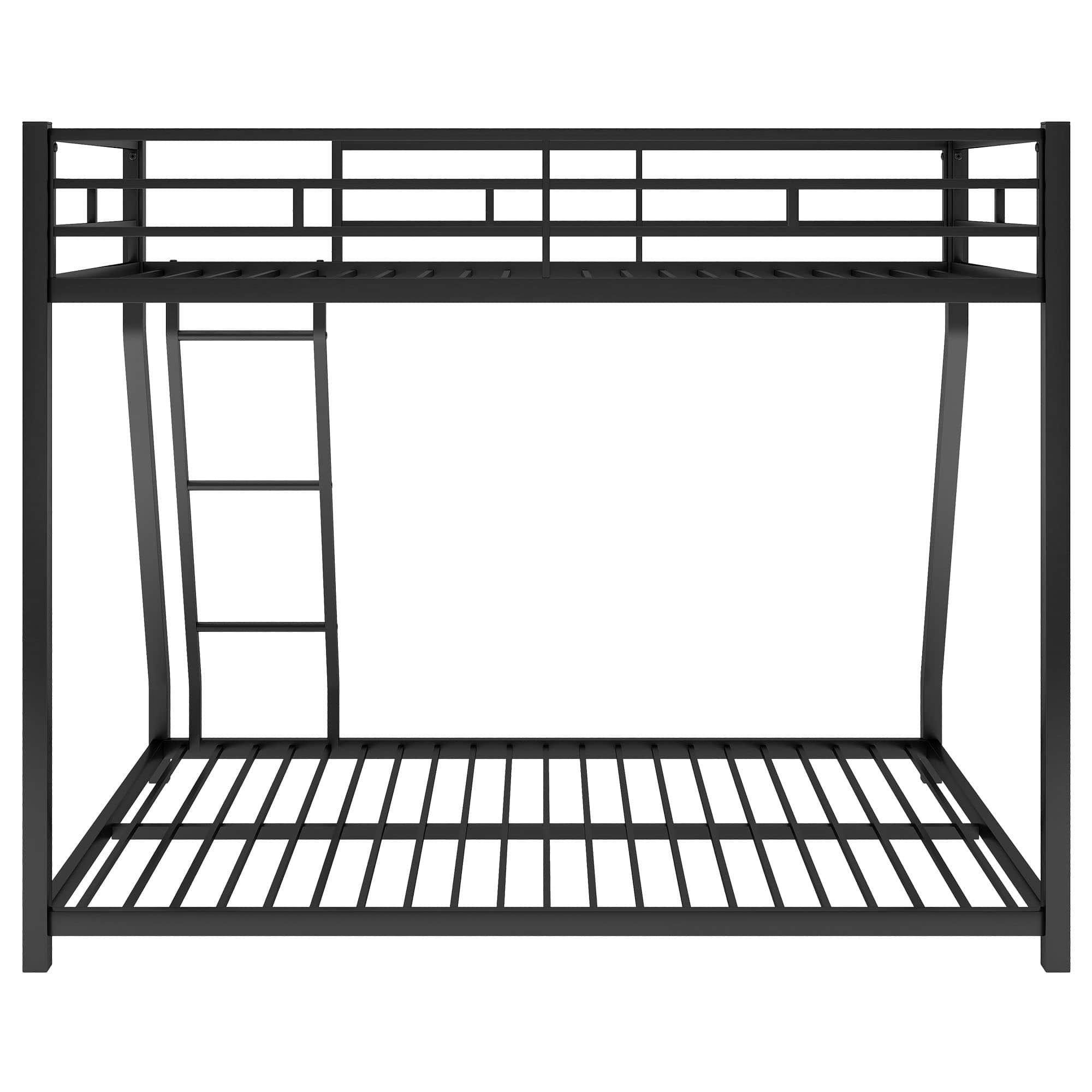 Modern Twin Over Full Metal Low Bunk Beds - [Floor, Classic]