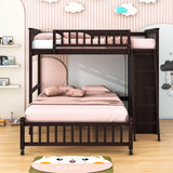 Wooden L-Shaped Twin Over Full Adult Bunk Beds with Storage - [Drawers]