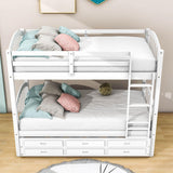 Twin Over Twin Convertible Bunk Beds with Trundle and Storage - [Wooden]